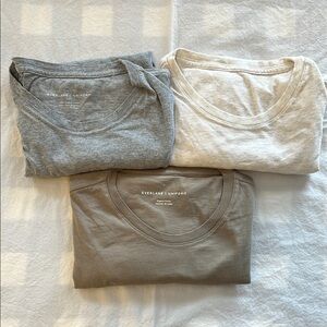 Everlane T-Shirt Set (3 Pairs) in Gray, Cream, and Tan, Large